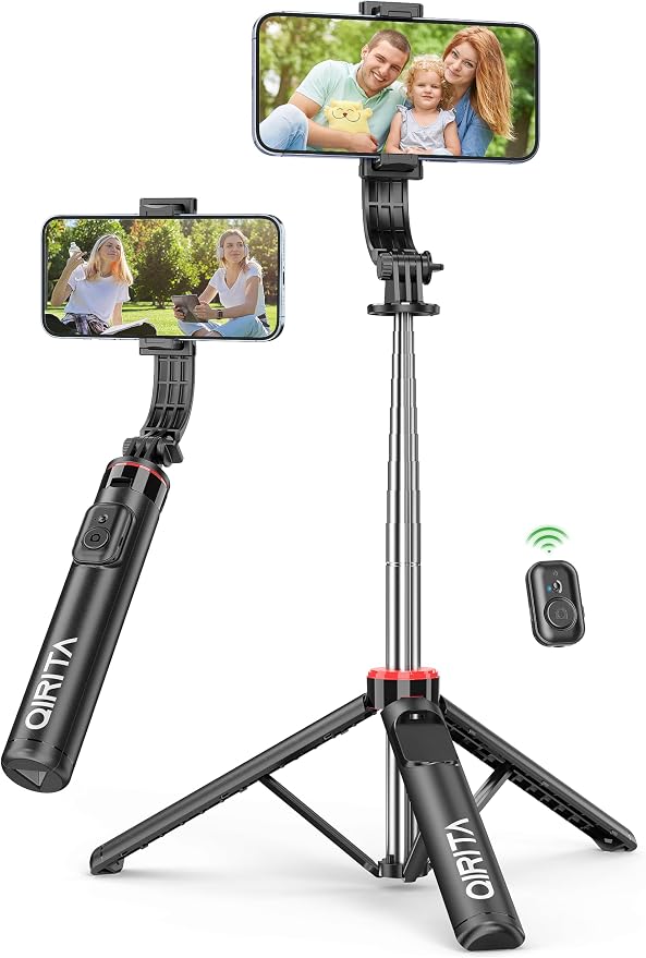 52" Selfie Stick Tripod with Remote, 3 in 1 Portable Selfie Stick & Phone Tripod Stand with Phone Holder, Cell Phone Tripod for Group Selfies/Live Streaming/Video Recording, for iPhone/Android by QIRITA