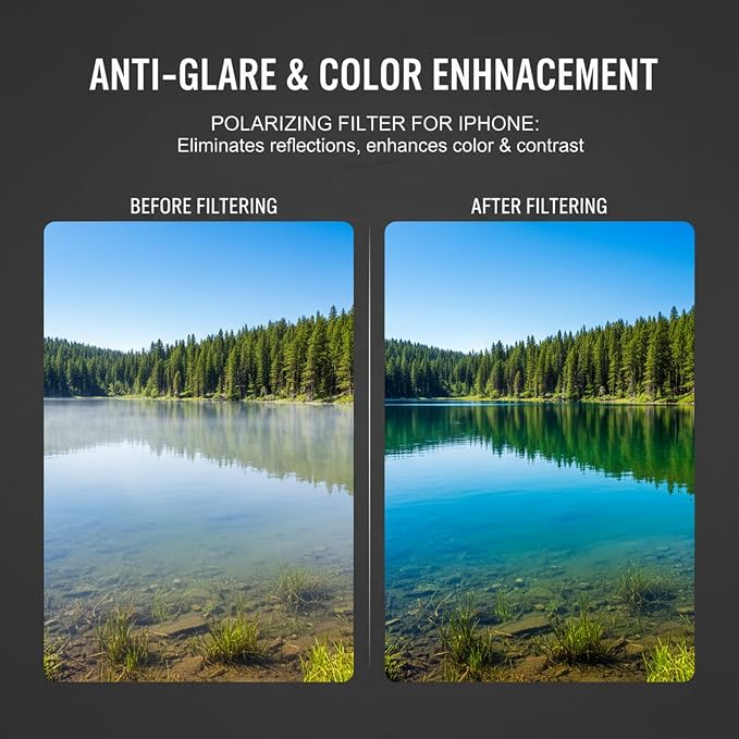 Magnetic CPL Filter for iPhone 12-17, 52mm, Anti-Glare Lens | 52mm Glass Optics, Quick Mount, 360° Rotatable Ring, Reduces Reflections Enhances Colors, Ideal for Outdoor Photography - Image 4