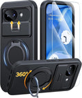 JAME for Google Pixel 10A Case with Ring Stand & Slide Camera Cover Black | Ring Holder Kickstand, Screen Protectors, Dual-Layer Shockproof Protective, Magnetic Accessory Friendly Phone Case, Black by JAME
