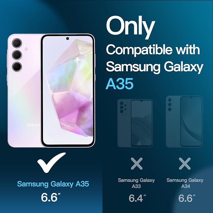 JETech Screen Protector for Galaxy A35, with Camera Lens Protector, 2+2Pack | HD Clear Tempered Glass, Anti-Scratch Protection - Image 3