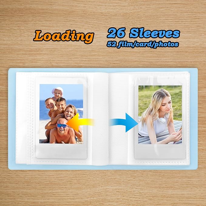 Ruibytree 52 Pockets Small Photo Album 2x3 for Instax Mini, Blue, 1Pack | Pocket-Size, PU Leather Cover, Snap Closure, Acid-Free Pages, Fits Polaroid 2x3 Photos, Kodak Mini Prints & ZINK Photos - Image 5