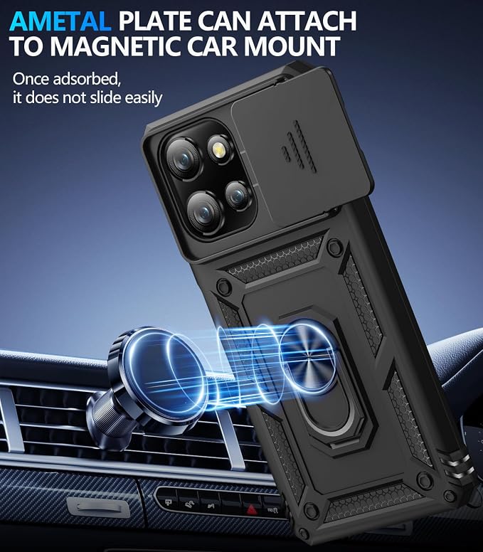 Taisairu for Motorola Moto G Power 2026/G Power 2025 Case with Screen Protector & Slide Camera Lens Cover, Built-in Ring Stand Cover for Moto G Power 2025/Moto G Power 2026 Case (Black) - Image 5