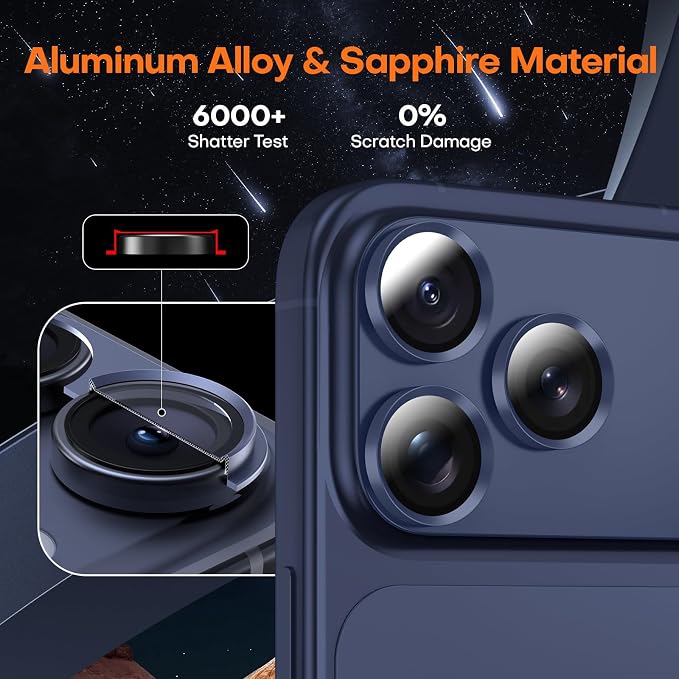 for iPhone 17 Pro Camera Lens Protector- Deep Blue | Aluminum Alloy, Tempered Glass Camera Cover, Nano Reinforced Adhesive, Accessories, Anti-Drop, Anti-Scratch, Case Friendly - Image 6