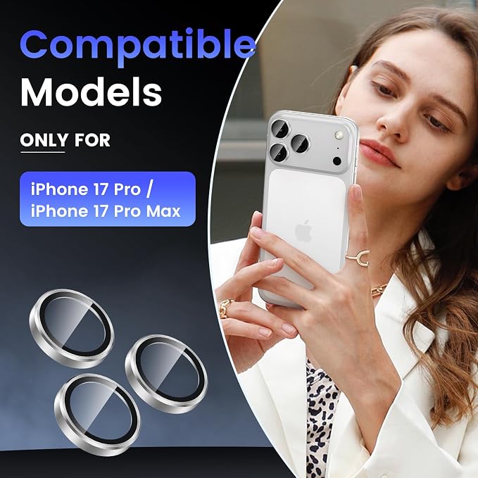Tensea Camera Lens Protector Compatible for iPhone 17 Pro Max/17 Pro | Metal Aluminum Alloy Tempered Glass Cover Camera Screen Protector Accessories, Case Friendly - Image 2