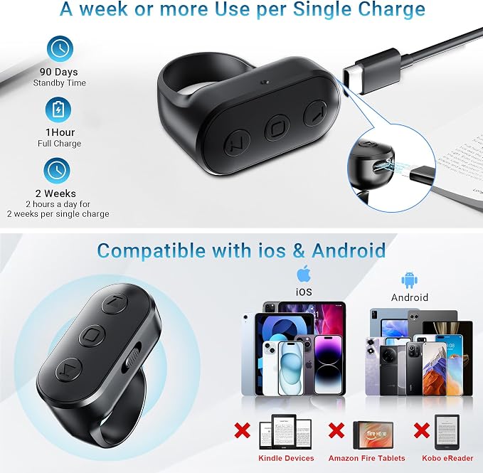 Phone Remote with Zoom for iPhone Android Camera Accessories, Phone Front/Rear Camera Flip Wireless Shutter, Content Creator Must Have Selfie Essentials for Photo Snap Tiktok YouTube Video Recording - Image 6