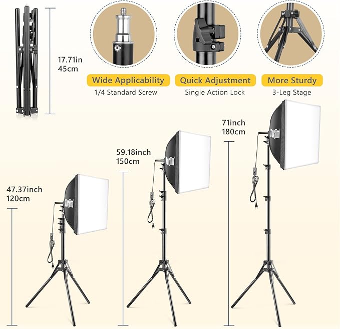 Torjim Softbox Photography Lighting Kit | 16" X 16" & 85W LED Studio Lights | Soft Diffusion For Even Light | 3000-7500K Adjustable LED Bulbs for Studio Photo Video Recording Live Streaming Portraits - Image 4