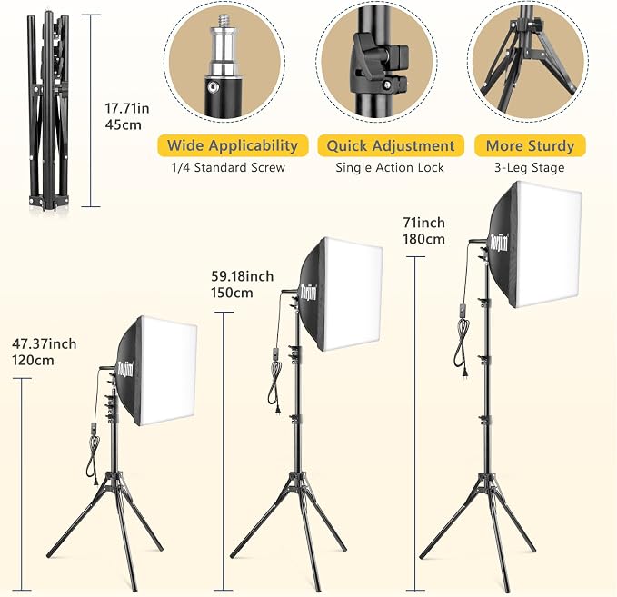 Torjim Softbox Photography Lighting Kit | 16" X 16" & 85W LED Studio Light | Soft Diffusion For Even Light | 3000-7500K Adjustable LED Bulbs for Studio Photo Video Recording Live Streaming Portraits - Image 3