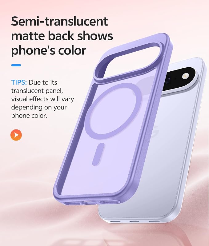 FNTCASE for Google Pixel 11 Pro Case / Pixel 11 Case, with Screen Protector | Fit for Magsafe, Translucent Matte, 14FT Military Grade Drop Protection, Shockproof Protective Phone Cover, Light Purple - Image 5