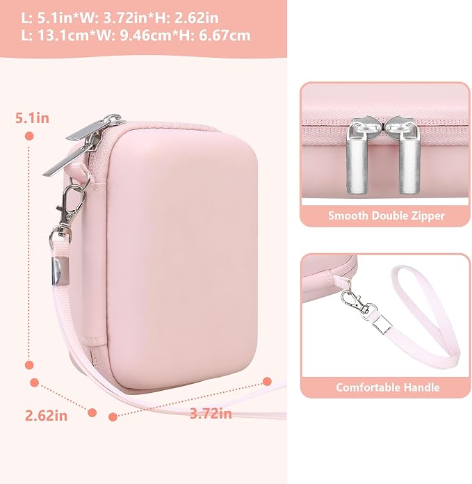Carrying Case for Canon PowerShot SX740 HS, SX730 HS Camera, Pink | SX720 HS, SX620 HS, G7 X Mark III, G7 X Mark II Digital Camera, Storage Holder Travel Bag with Mesh Pocket for Battery Pack - Image 3