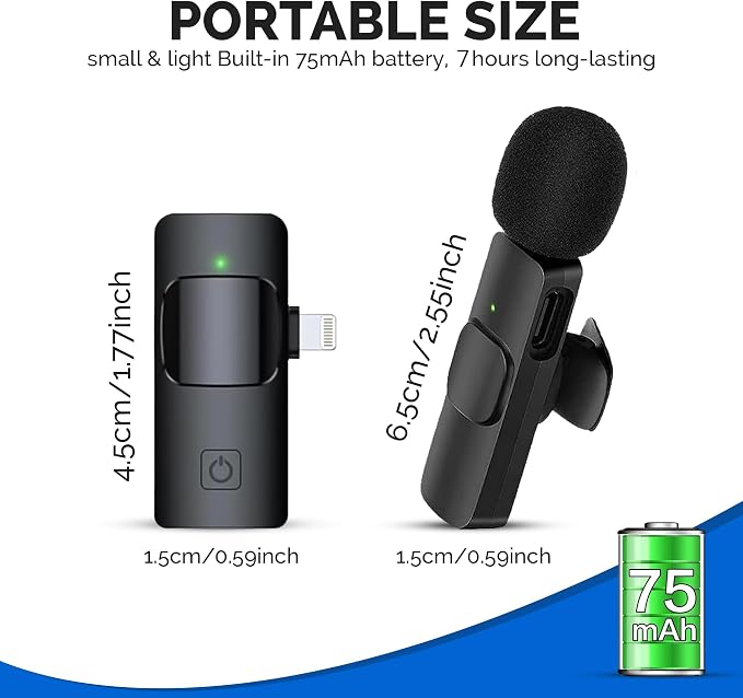 Black Swan Distributors - Wireless Lavalier Microphones (2) - with Smart Noise Cancellation & 7-Hour Battery Life - Includes Receiver & Charging Cord - Image 3