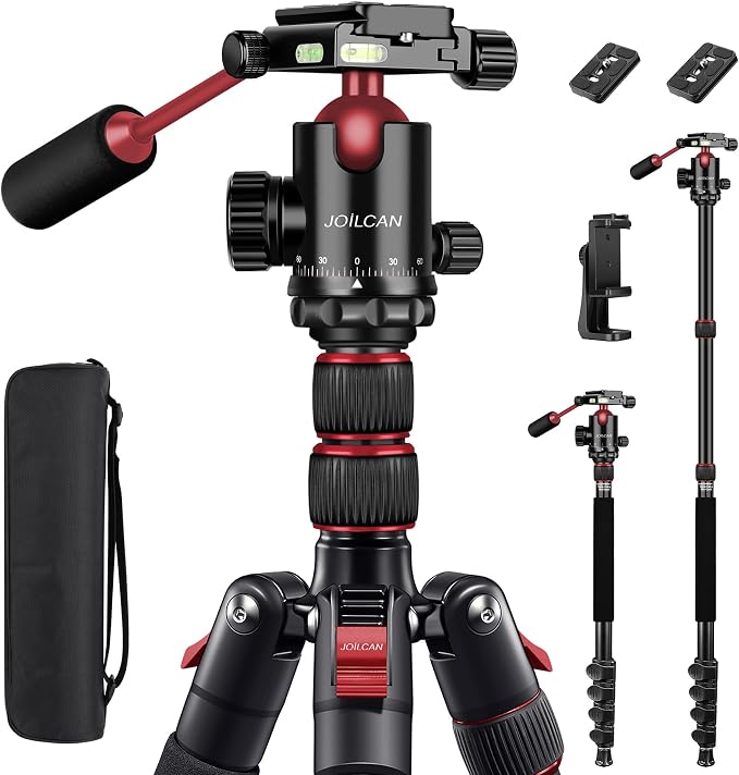 83" Camera Tripod, Aluminum Tripod Monopod for DSLR Phone | Heavy Duty Travel Tripod for Spotting Scope Binoculars Telescope Camcorder, 360° Ball Head, Max Load 35Lb by Victiv