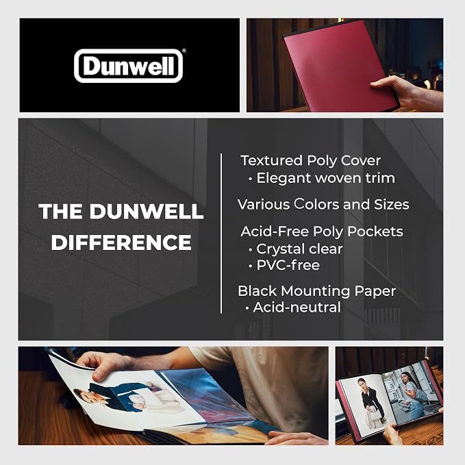 Dunwell 8x10 Photo Album & Art Portfolio Book, 24 Sleeves, Ruby | Displays 48 Pages, 24 Clear Sleeves, Black Mounting Paper, Organizer for 8x10 Photos - Image 8
