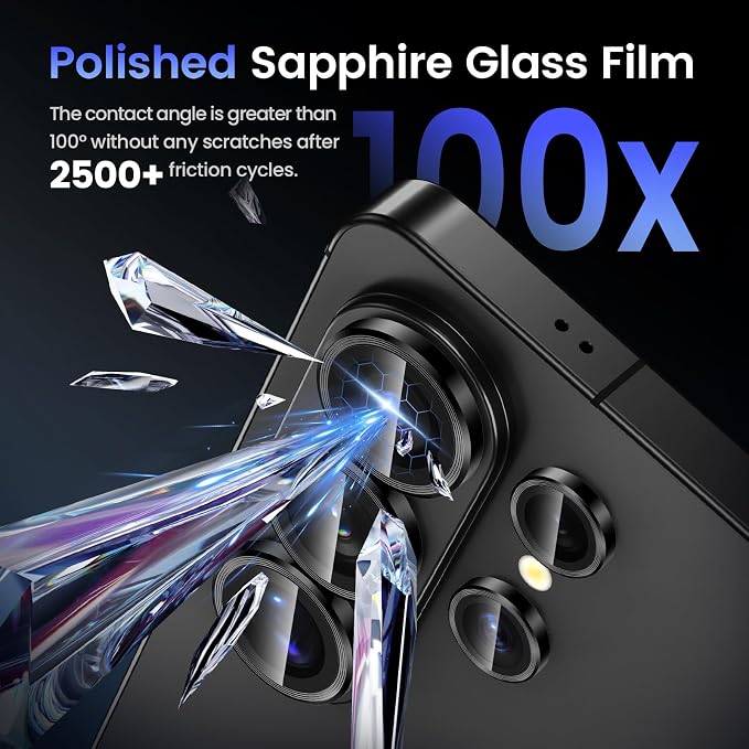 Tensea Compatible with Samsung Galaxy S26 Ultra Camera Lens Protector | 9H Tempered Glass Camera Cover Screen Protector Metal Individual Ring [Installation Tray][Case Friendly] - Image 6