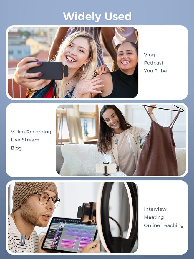 SYNCO Wireless Lavalier Microphone USB-C, P2ST Dual Mic 2.4GHz with Charging Case 2TX 1RX for iPhone 16/15 pro max YouTube TIK Tok Live Streaming Vlog, Wireless-Lavalier-Microphone-Dual-Smartphone - Image 8