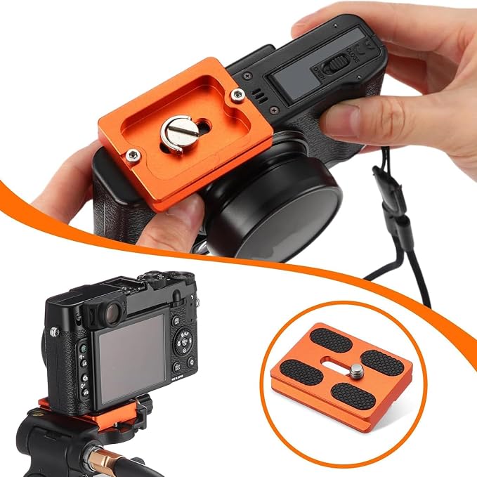 Frienda Quick Release Plate Tripod 1/4-20 DSLR,Pu50,Black and Orange | Tripod Mount Plate, Camera Tripod Mount for DSLR Camera Tripod Ball Head , Metal, 1.9 x 1.5 x 0.4 Inch - Image 6