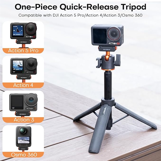 REYGEAK 21" Camera Tripod 360° Ball Head for DJI Osmo 360 Action 5 pro/4/3 | 21.6" extendable selfie stick for vlogs, with cold shoe, magnetic and quick release design, for DJI Osmo 360 Action 5 pro/4/3 - Image 2