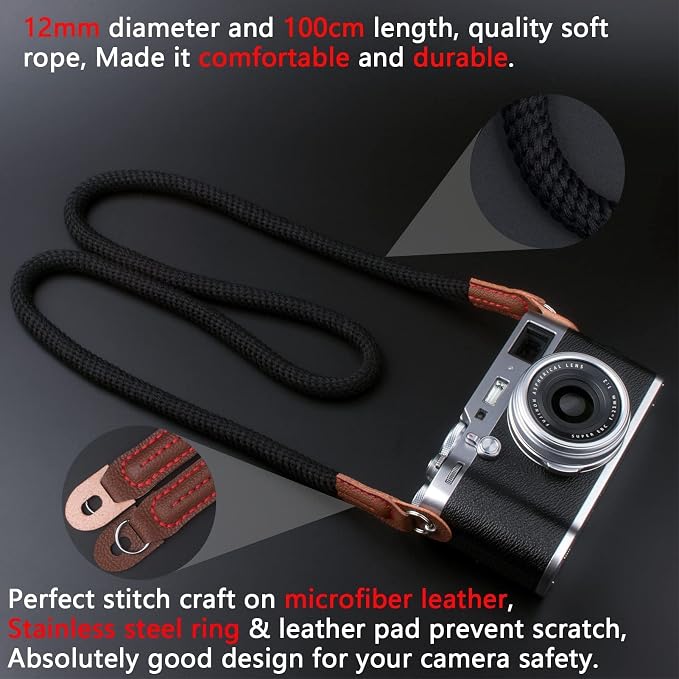 VKO Camera Strap,Soft Rope Camera Neck Strap, Shoulder Strap for DSLR SLR Mirrorless Camera with Round Hole Interface 100cm - Image 6