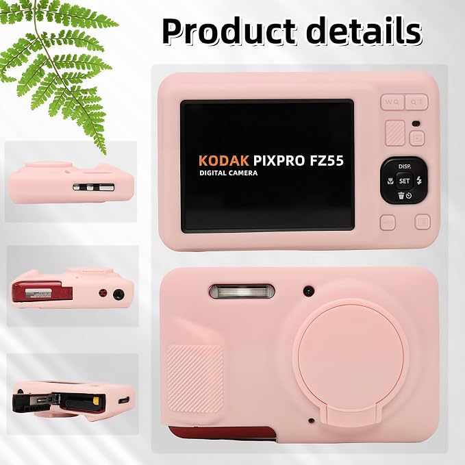Case for Kodak PIXPRO FZ55, FZ55 accessories | Soft Silicone Protective Case Removable Lens Cover, Comes with 2 Screen Protectors and 1 Wrist Strap. (Smoked Pink) - Image 5