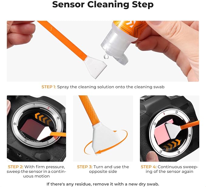 K&F CONCEPT 25 in 1 Camera Pro Cleaning Kit, APS-C Lens and Sensor Cleaner | 16mm Vac-Sealed Swabs,Lens Pen,60 and 20ML Lens Cleaner,Cloth,Blower,Hard Case, for Canon Nikon Sony DSLR Mirrorless,MK03 - Image 7