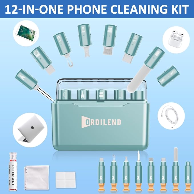 iPhone Cleaning Kit for Charging Port, Cleaner Kit for AirPod Phone, Mint | Multi-Tool, iPhone Cleaner, Repair Lightning Cable USB C Speaker Charger iPad Connector, Compact Portable, with Storage Case - Image 2