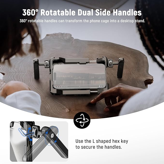NEEWER Universal Smartphone Video Rig with Handles 67mm Filter Adapter | Anti Drop Cold Shoe Compatible with DJI Mic iPhone Samsung Galaxy Android, Phone Cage Stabilizer for Video Recording, PA017 - Image 3