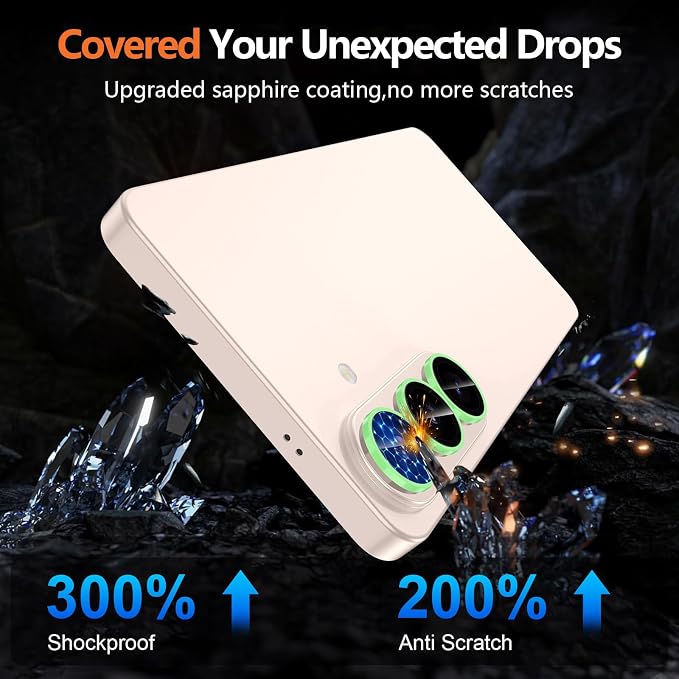for Samsung Galaxy S26 Camera Lens Protector, Individual Metal Ring Tempered Glass Lens Cover, [Strong Adsorption] Scratch Resistant Ultra-Thin HD Clear Lens Cover, 1 Set-Green Shine - Image 7