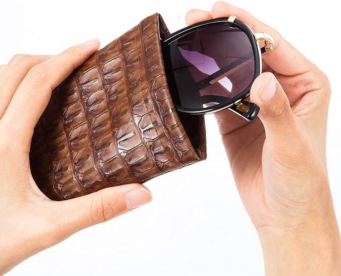 TRIUMPH VISION Eyeglass Case Glasses Case Soft Sunglass Pouch Sleeve 3 Pack | Slim Lightweight Alternative to Bulky Case, Leather Lined Protect Lens, Squeeze Easy to Use, Stylish Portable for Daily Use - Image 4