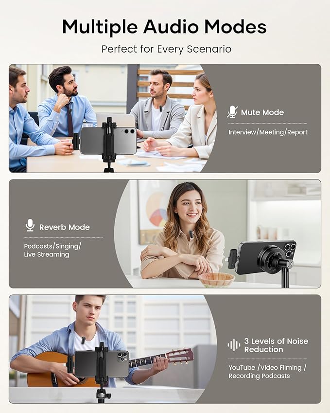 Wireless Lavalier Microphone for iPhone iPad Android with Charging Case,Lapel Mic with Noise Reduction,36H Battery Life, 135ft Range, Mini Microphone for Video Recording,YouTube,Vlog,Live Streaming - Image 6