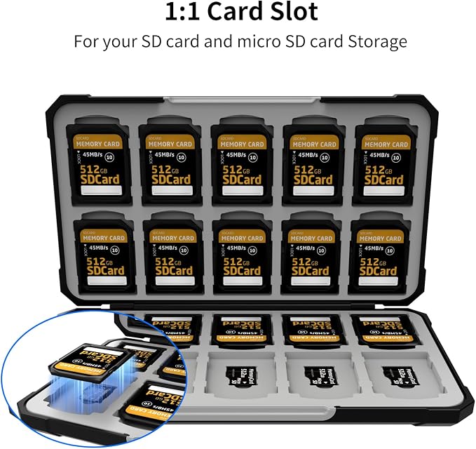 Memory Card Case with 40 Card Slots for SD and Micro SD Cards | Portable SD Card Holder, Hard ABS Shell with Soft Silicone Lining, Precise Card Slots,Magnetic Closure for daily travel - Image 3