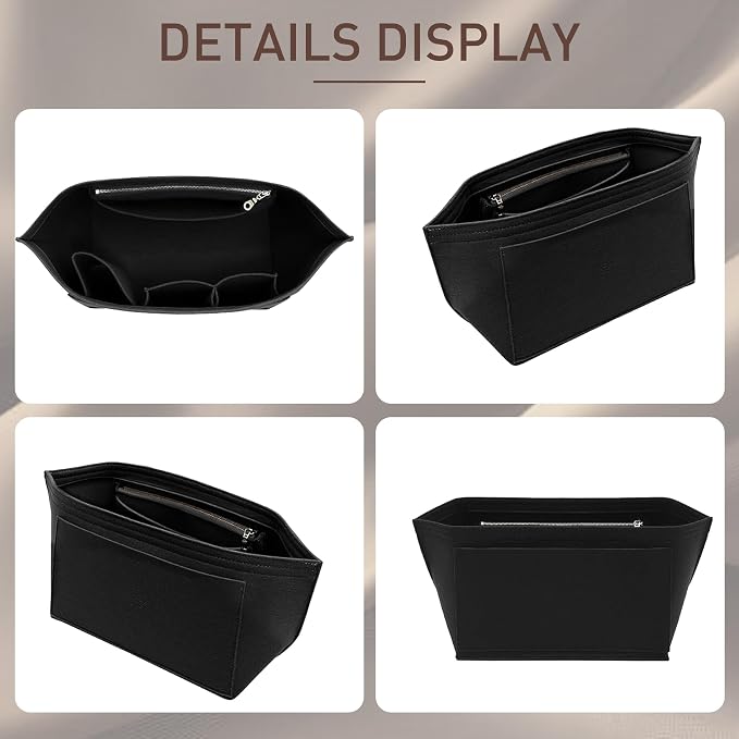 Doxo Purse Organizer Insert for Longchamp Le Pliage Tote, Large Bag Organizer with YKK Zipper Pocket & Cup Holder, Handbag Shaper for Women, Fits Original/Green/Energy L Tote, Black-WL - Image 7