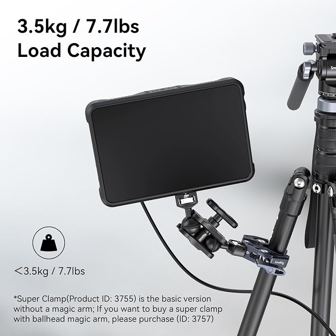 SMALLRIG Super Clamp, Camera Mount with 1/4'' and 3/8'' Threaded Holes | 7.7lbs/3.5kg Payload, Compatible with Cameras, Monitors, LED Lights, etc. - Image 4