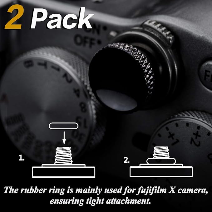 Camera Shutter Button (2 Pack/Black) Upscale Soft Shutter Release Button | Pure Copper for Fuji X100VI X100V XT5， Anti Shake, Multi-Color, for Nikon Zf Leica Canon Fujifilm, Street Travel Daily - Image 2