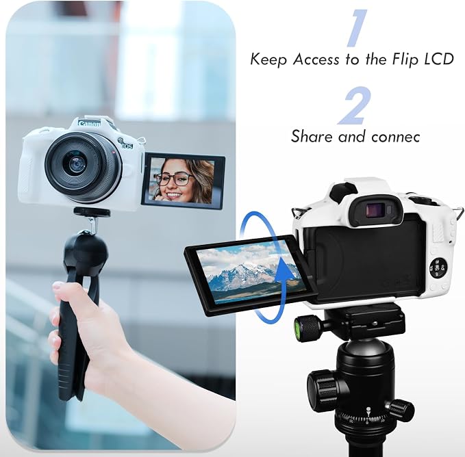 Rieibi EOSR50 EOS R50 Case, Soft Silicone Protective Case for Canon EOS R50 EOSR50 Vlogging Camera, Lightweight EOS R50 Camera Case Grip Cover Body Skin - White - Image 5