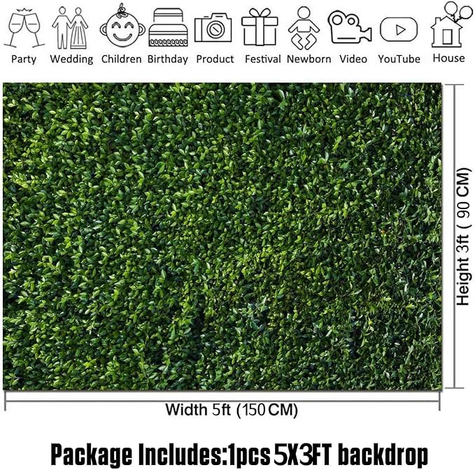 Nature Spring 3D Green Leaves Theme Photo Background Wedding Birthday Party Newborn Baby Shower Photography Backdrops Zoo Decor Shoot Props Bannner (5x3 FT) - Image 5