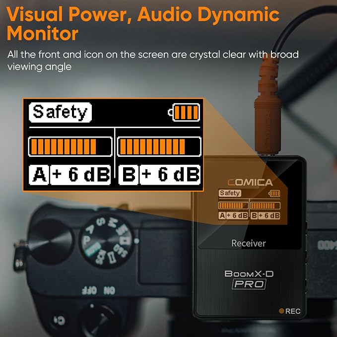COMICA BoomX-D2 PRO Wireless Lavalier Microphone for iPhone Android Camera | Built-in 16GB Recorder, Noise Cancellation, 656ft Stable Range, Safety Audio Track, for YouTube, TikTok, Vlog, Interview - Image 6