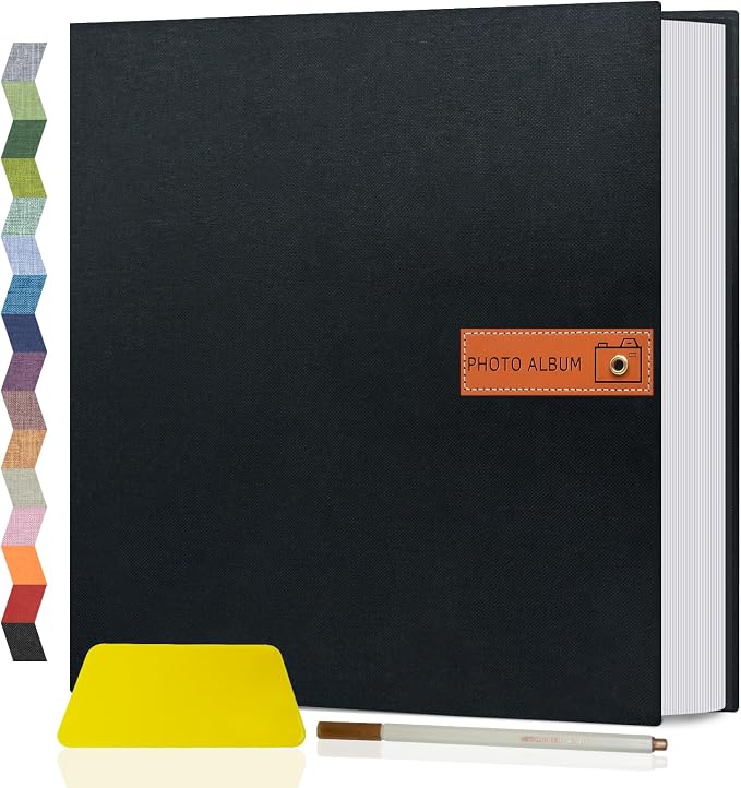 Popotop Large Photo Album Self Adhesive 4x6 5x7 8x10 Scrapbook Album DIY Picture Book,Gifts for Mom,Family Baby and Wedding,with Metal Pen and Plastic Board by Popotop