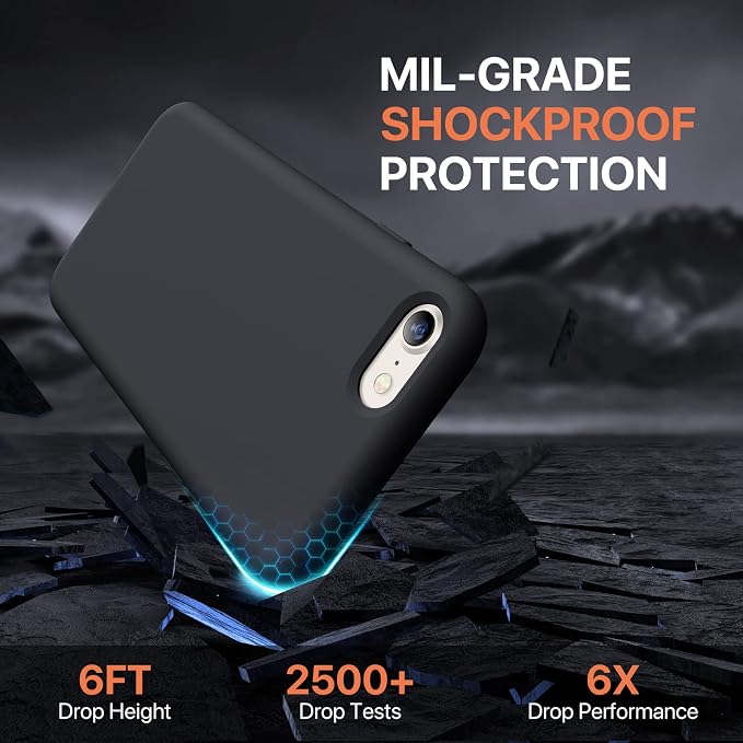 Miracase Silicone for iPhone SE 2022/SE 2020/7/8 Case,Black | Ultra Slim Cover with Screen Protector, Soft Microfiber Lining, Multi-Color Premium Silicone Shockproof Phone Case - Image 8