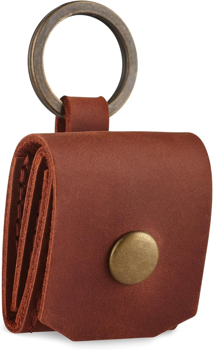 Leather SD Card Holder Keychain, SD Card Case Key Fob, Micro SD Card Holder Organizer, SD Card Storage Case, Memory Card Case Cover, Travel Memory Card Case (Cognac) - Image 8