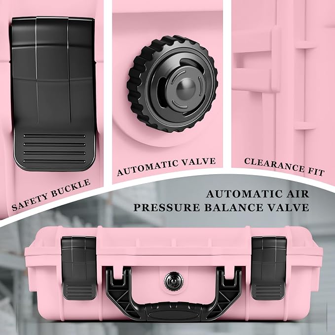Relaxweex 1 Pcs Waterproof Hard Case with DIY Customizable Foam Insert Portable Protective Case with Knife for Camera Drones Equipments Tools Test Instruments(Pink,16.3 x 12.4 x 6.5 Inch) - Image 4