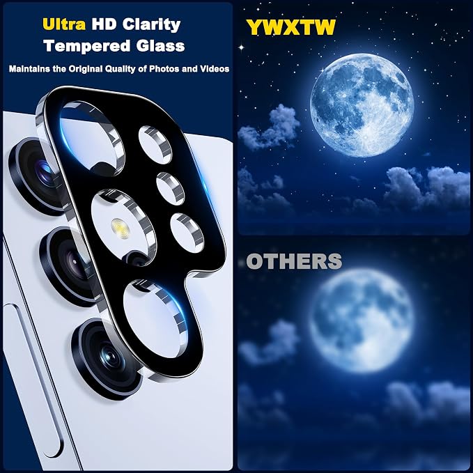 YWXTW 3 Pack Camera Lens Protector for Samsung Galaxy S25 Ultra 6.8 Inch, 9H Tempered Glass Ultra HD [No Impact on Night Shots] S25 Ultra Lens Protector, Anti-Scratch No Bubbles - Image 5