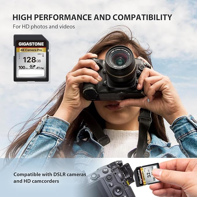 【5-Years Data Recovery】 GIGASTONE 128GB SD Card 10-Pack, 4K Camera Pro, UHS-I A1 V30 SDXC Memory Card 4K UHD Video Speed up to 150MB/s, Compatible with Digital Camera, with 10 Mini Cases - Image 4