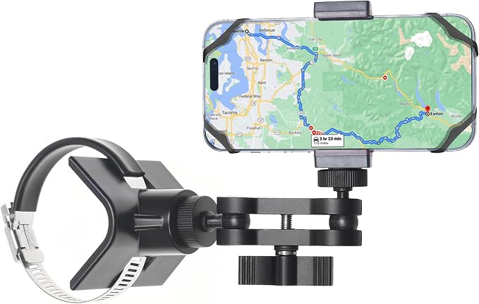 CamKix BarGrip Phone Mount for UTV Roll Bars of All Shapes - Compatible with Polaris, CanAm, Honda, Kawasaki, Wildcat - 360° Rotation for 1"-2" Cages RZR, UTV Smartphone Accessories by CamKix