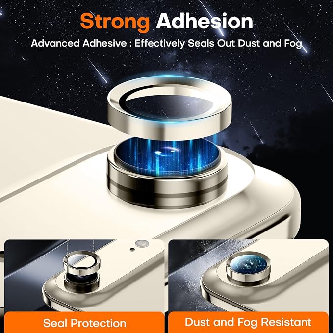 for iPhone Air Camera Lens Protector- Light Gold | 9H Tempered Glass, Metal Individual Camera Cover, Accessories, Anti-drop, Case Friendly, HD Clear, Anti-Scratch - Image 2