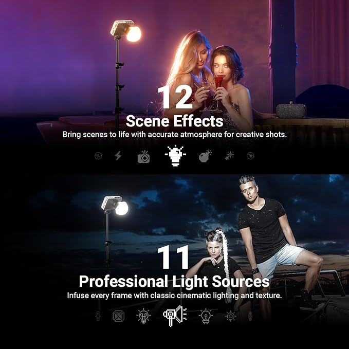 NEEWER 100W Ultra Compact LED Video Light APP/Panel Control, Pocket Size Bi Color COB Continuous Output Lighting with 4 Dimming Curves/2700K-6500K/CRI96+ for Studio Photography Recording, FS100B - Image 5