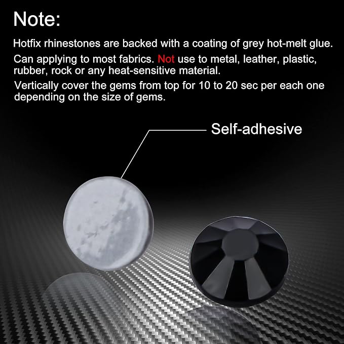 Jollin Hotfix Rhinestones Flatback Crystal Gems 2.4mm SS8, Jet | 2880pcs Hot Fix Crystals Glass Rhinestones for Bedazzling, Crafting, Clothes, Shoes & Accessories DIY Decoration - Image 5