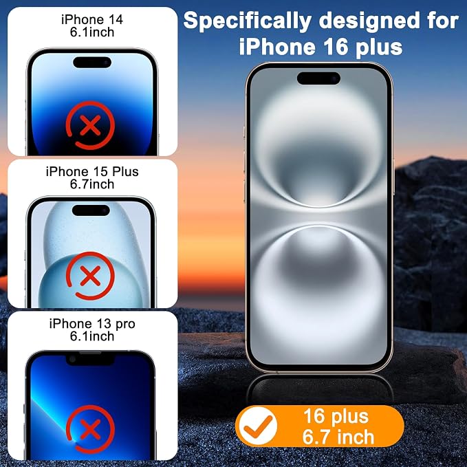 SIBEITU Screen Protector for iPhone 16 Plus 6.7 Inch Tempered Glass | 3 Pack Screen + 3 Pack Camera Lens Protector, HD Clear 9H Hardness, Scratch Resistant, Sensor Protection, Case Friendly - Image 2