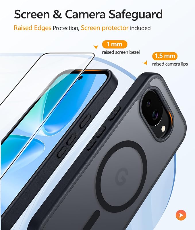 FNTCASE for Google Pixel 10a Case, Fit for Magsafe, with Screen Protector | Translucent Matte Magnetic Back, 14FT Military Grade Drop Protection, Slim Shockproof Protective Phone Cover, Black - Image 4