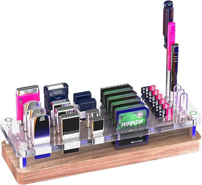 29 Slot Wooden Memory Card Case and USB Drive Organizer with Screwdriver and SIM Card Ejector - F02MY - Image 7