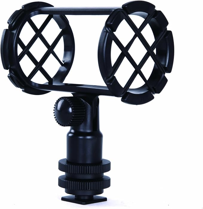 Movo SMM1 Microphone Shock Mount with Camera Cold Shoe for Shotgun Microphones 19-25mm in Diameter (Including Rode NTG-1, NTG-2, Sennheiser MKE-600) by Movo