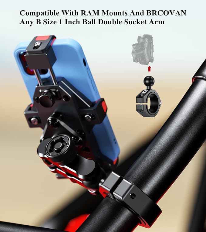BRCOVAN Aluminum Alloy Large Bar Clamp Mount Base with 1'' TPU Ball (Pack of 2) - Image 7